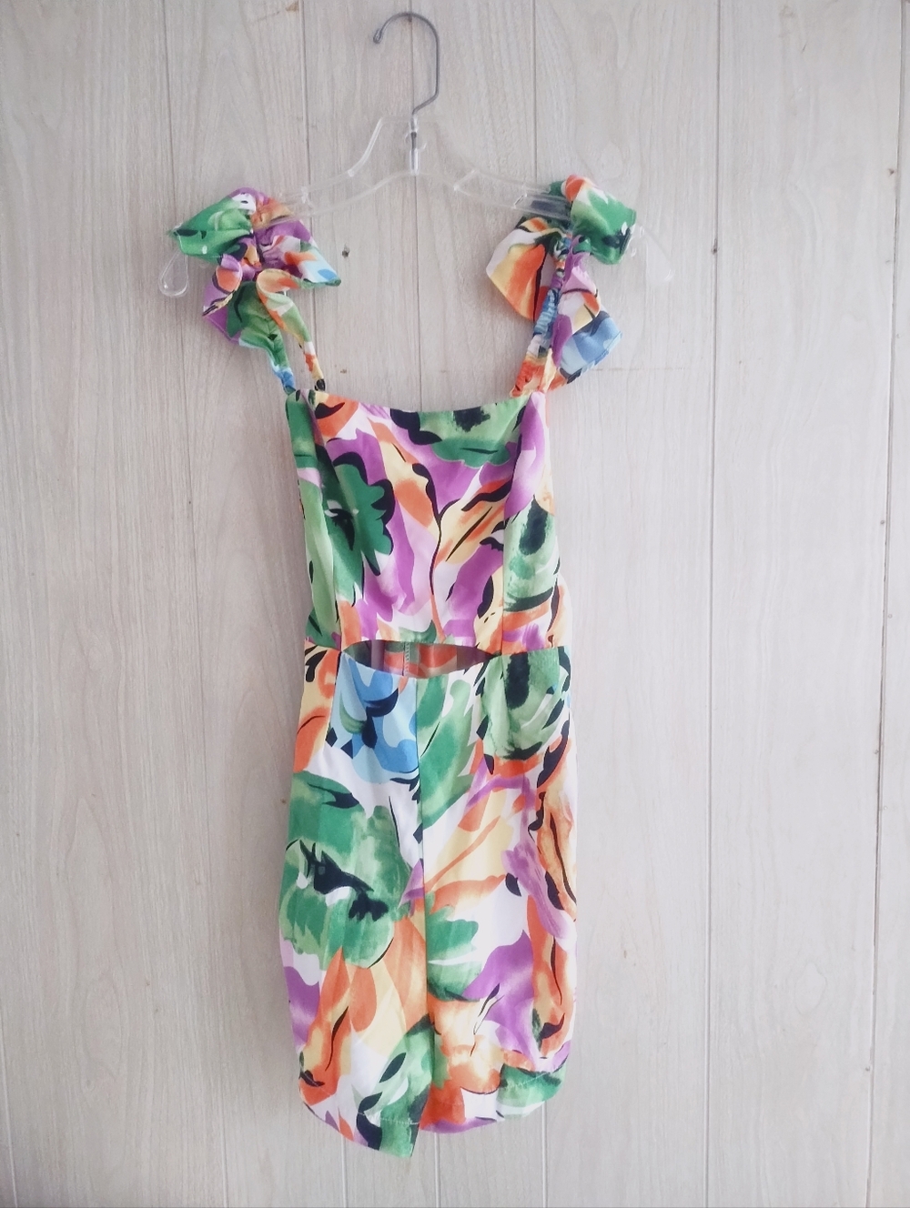 Milk & Honey Floral Multicolor Ruffle Shoulder Cut Out Romper
